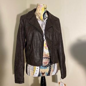J2 faux brown leather jacket. Size: womens L. Brand new/never worn.